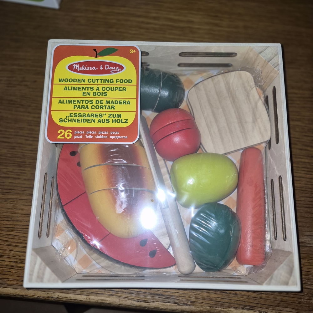 Melissa & Doug Wooden Cutting Food Set - Red, Green, Yellow